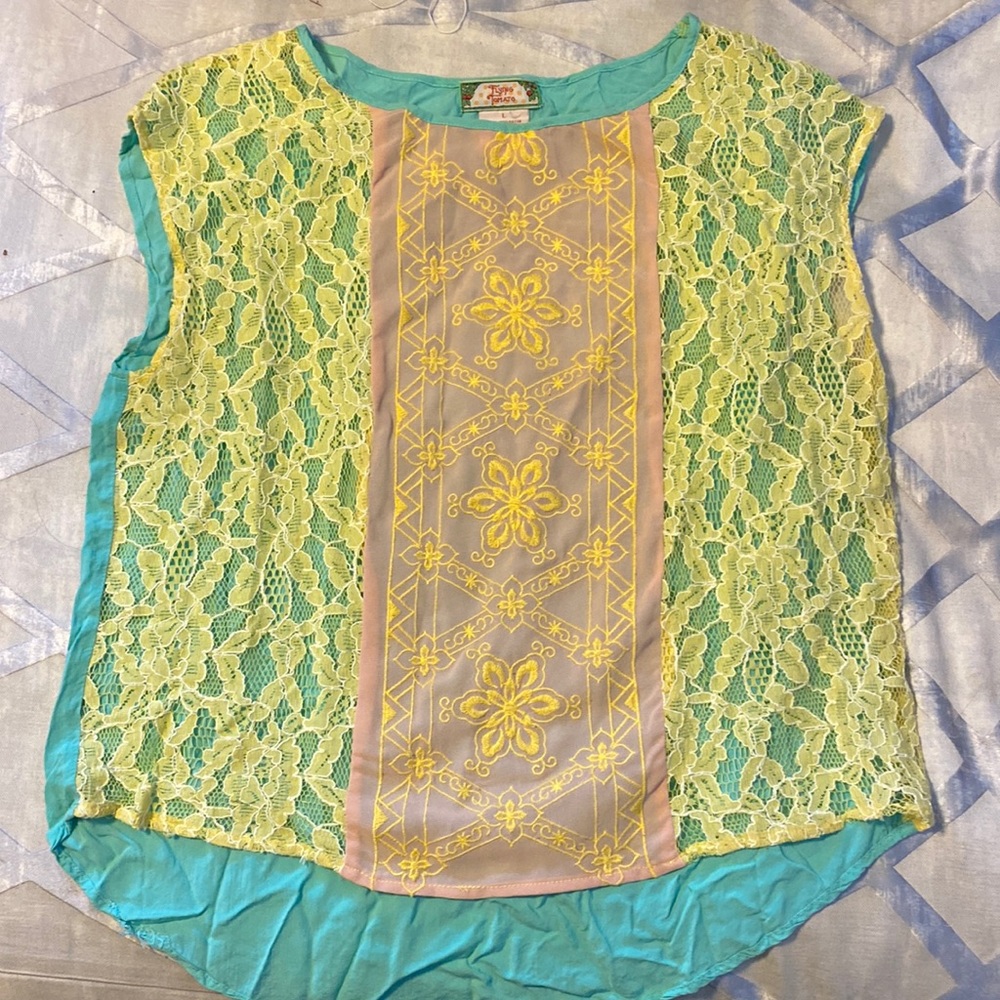 Flying tomato crochet top, see through detail, size large
